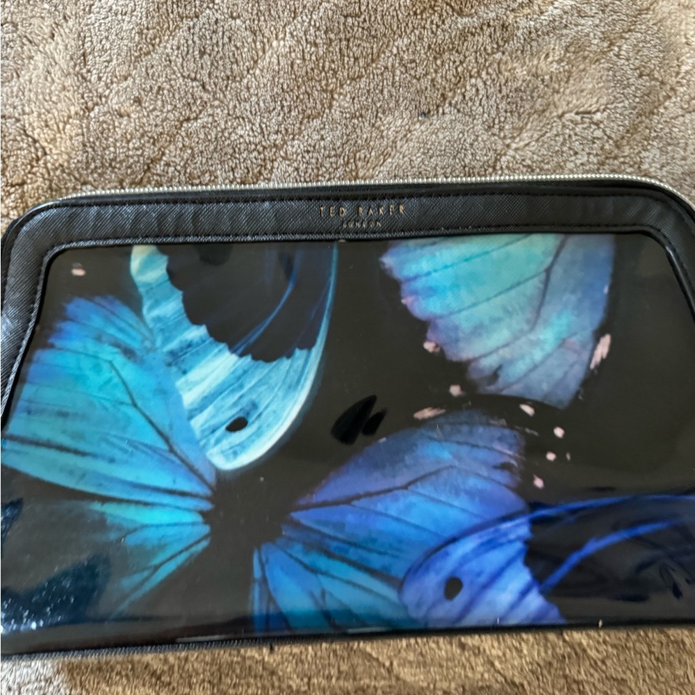 Ted Baker Black Trim Blue Butterfly Pouch
